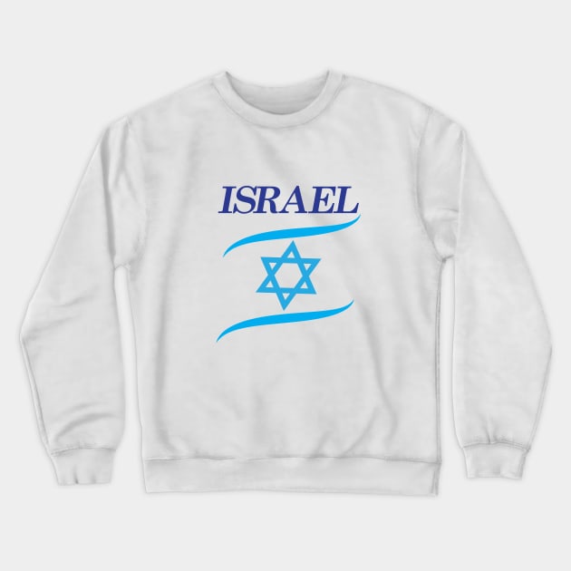 Happy Israel Independence Day Blue Star of David, Israeli flag Crewneck Sweatshirt by sofiartmedia